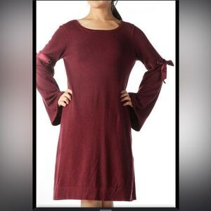 Max Studio Burgundy Ribbon Bell Sleeves Knit Dress size XS